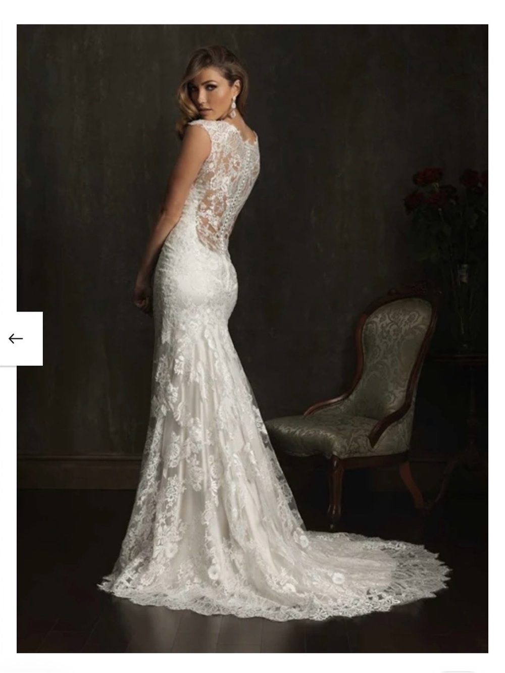 Allure Bridals White Lace Fit-and-Flare Wedding Dress